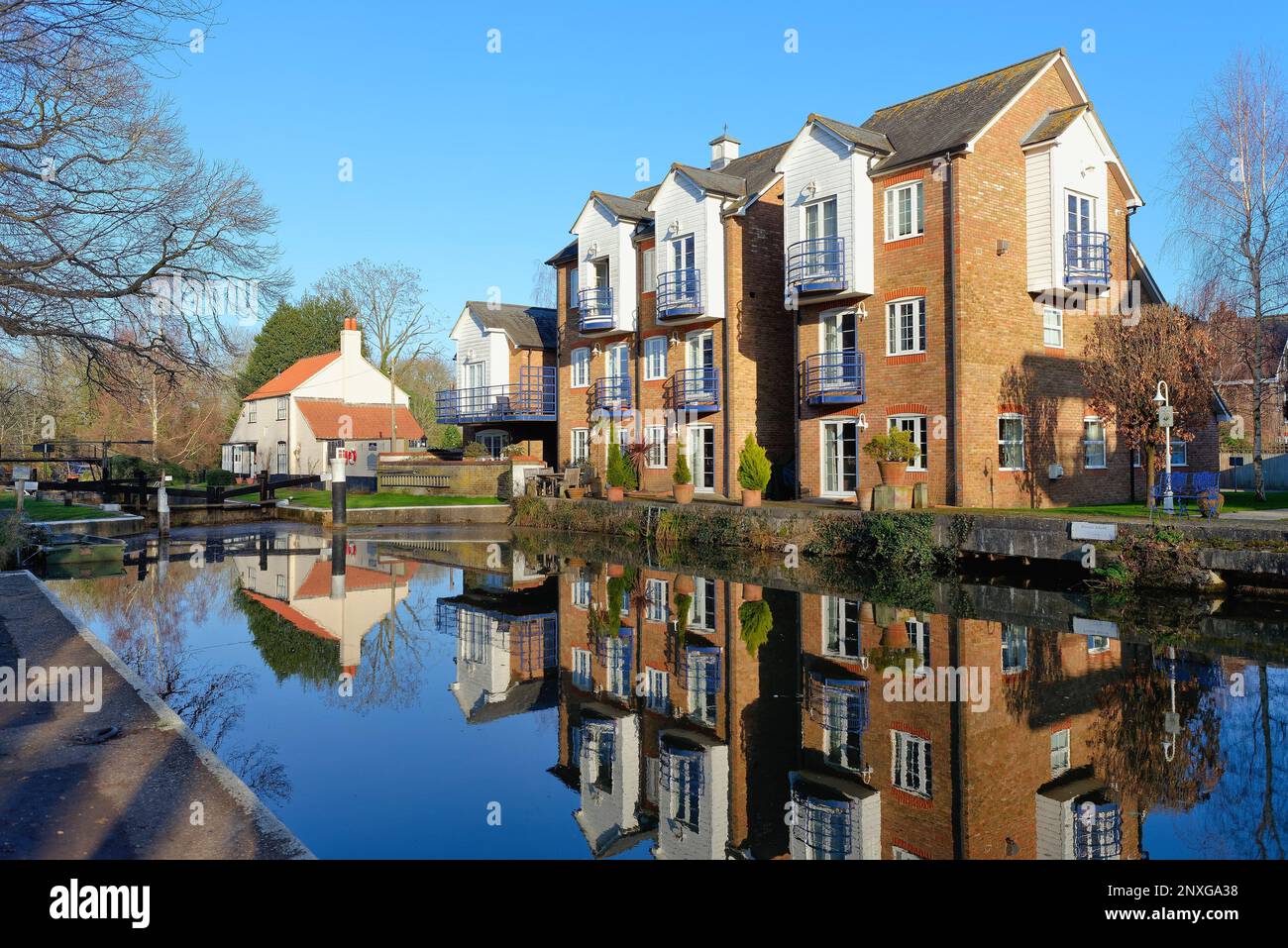 Modern waterside apartments developed from old industrial buildings on