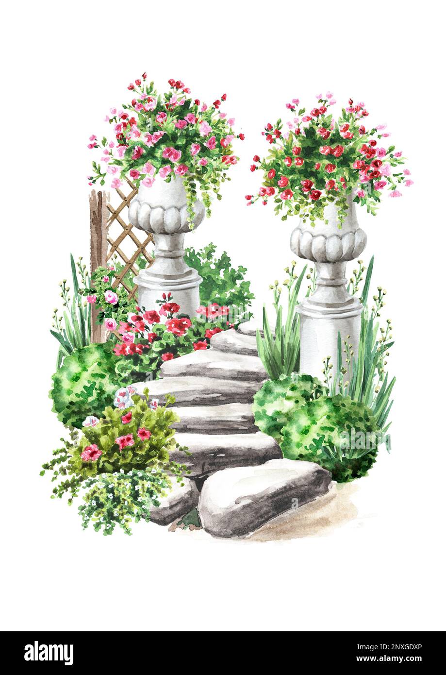 Garden decorative architectural stone marble vase or flower pot and