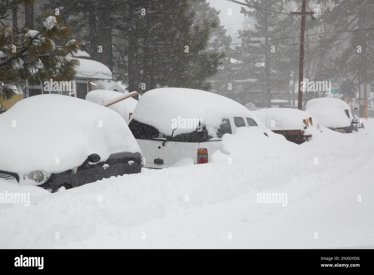 Big Bear City, California, USA. 1st Mar, 2023. Big Bear City received 2ft of snow last night on