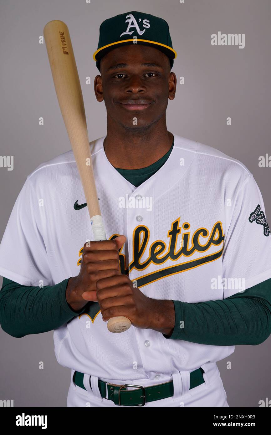 This is a 2023 photo of outfielder Denzel Clarke of the Oakland Athletics  baseball team. This image reflects the Oakland Athletics active roster as  of Thursday, Feb. 23, 2023, when this image