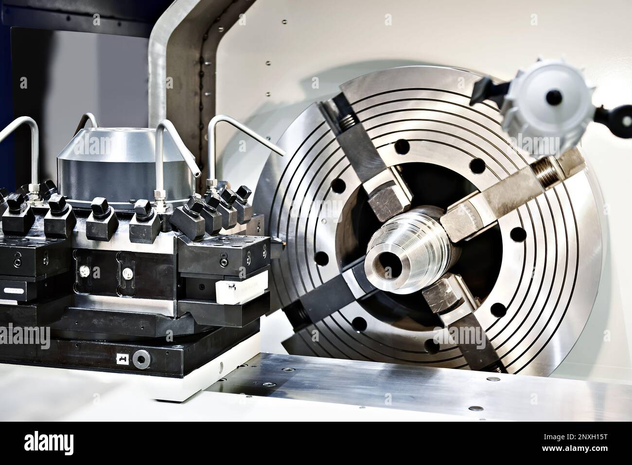 Lathe clamping spindle metal work Stock Photo Alamy