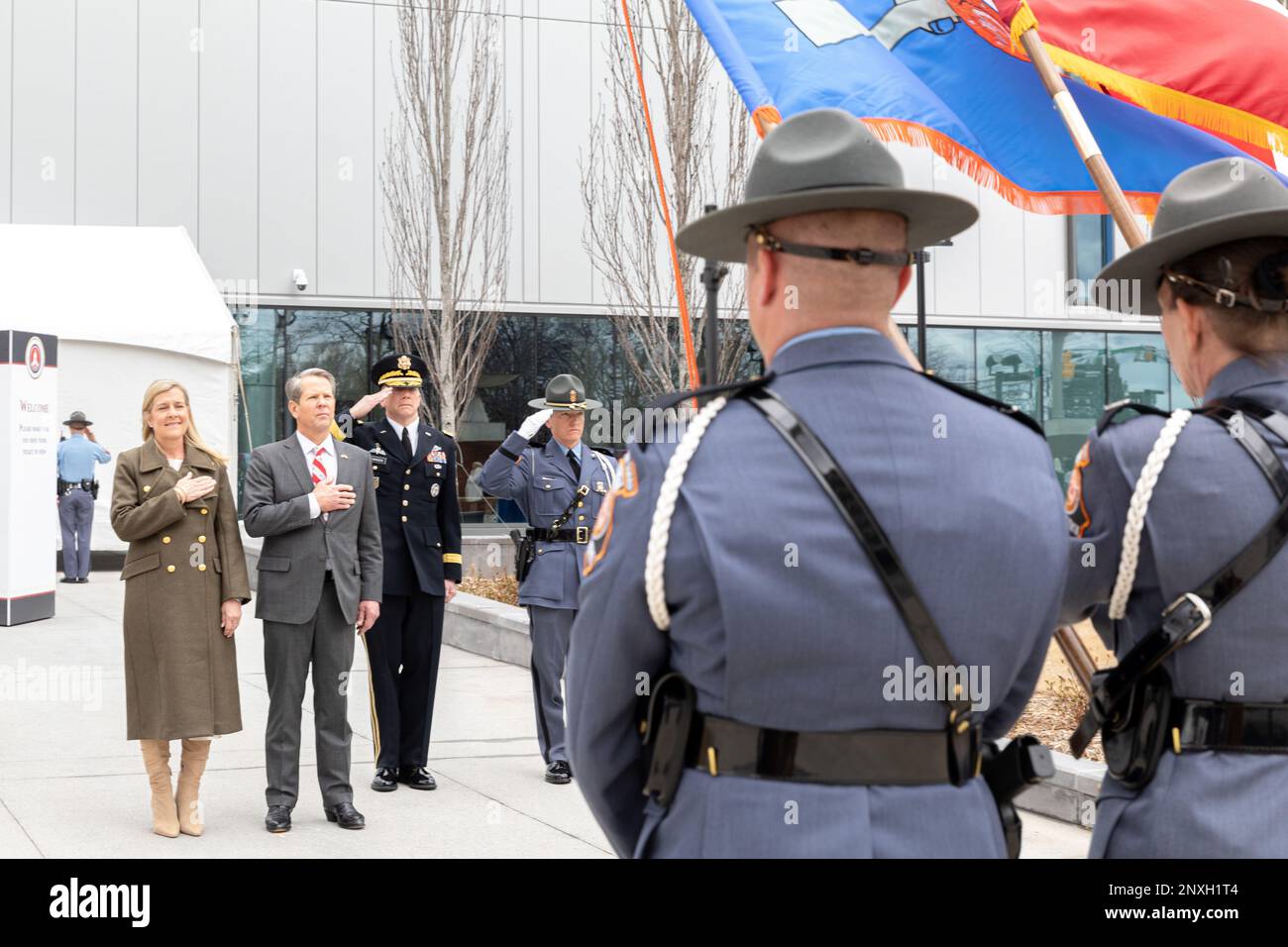 U.S. Governor Brian Kemp, takes the oath of office after being re