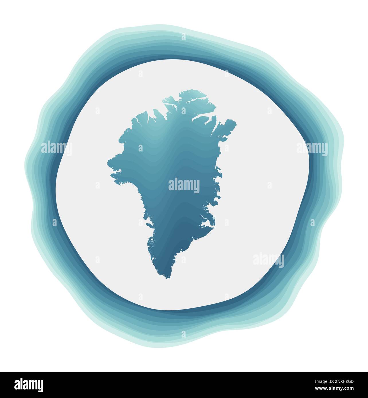 Greenland logo. Badge of the country. Layered circular sign around Greenland border shape