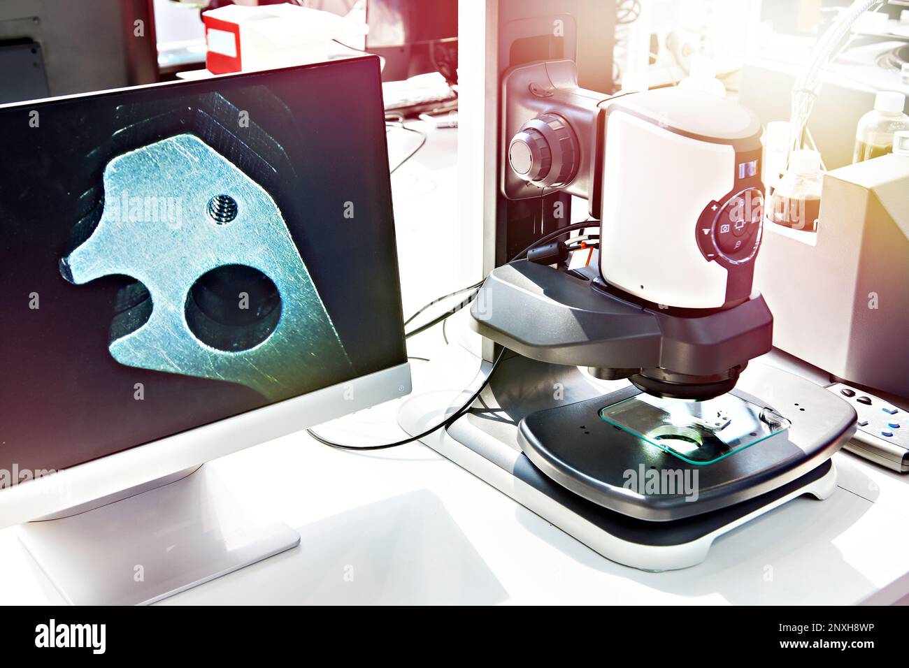 Digital microscope and monitor in the laboratory Stock Photo Alamy