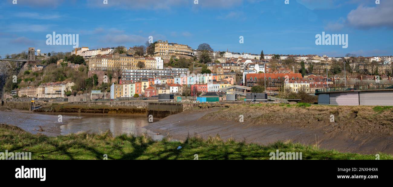 Panoramic view of the Clifton Suspension Bridge and Clifton area of Bristol, United Kingdom Stock Photo