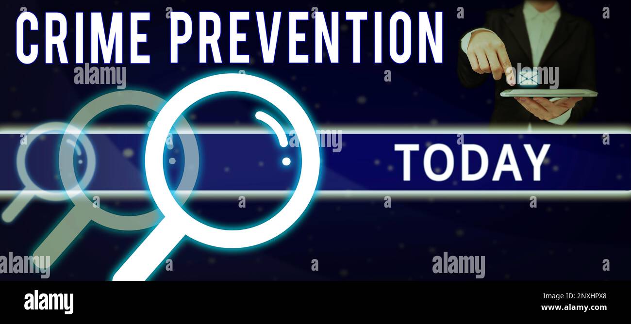 Sign displaying Crime Prevention. Concept meaning Federal Offense ...