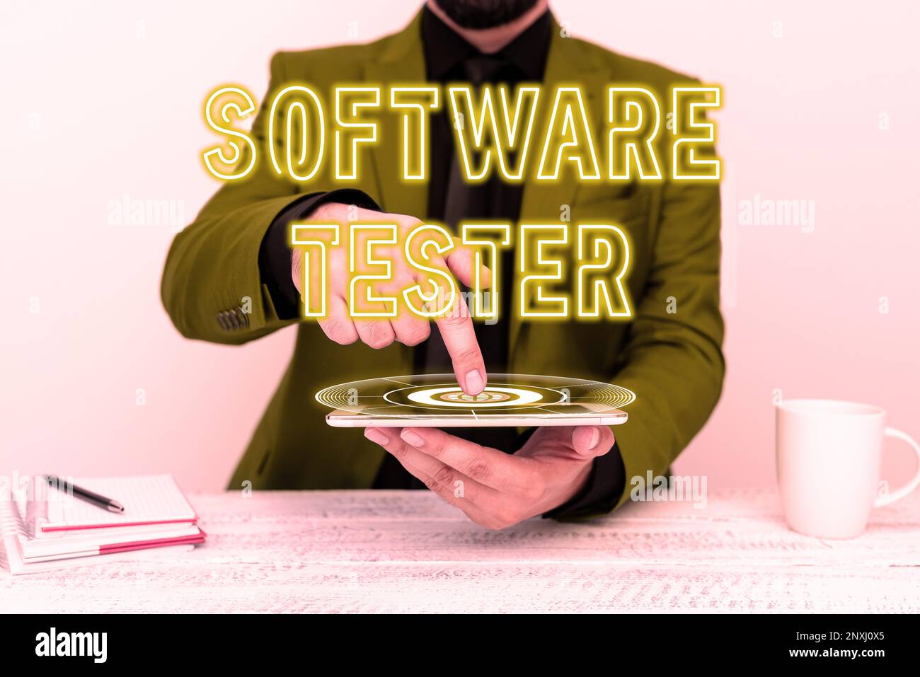 Inspiration showing sign Software Tester. Business showcase implemented ...