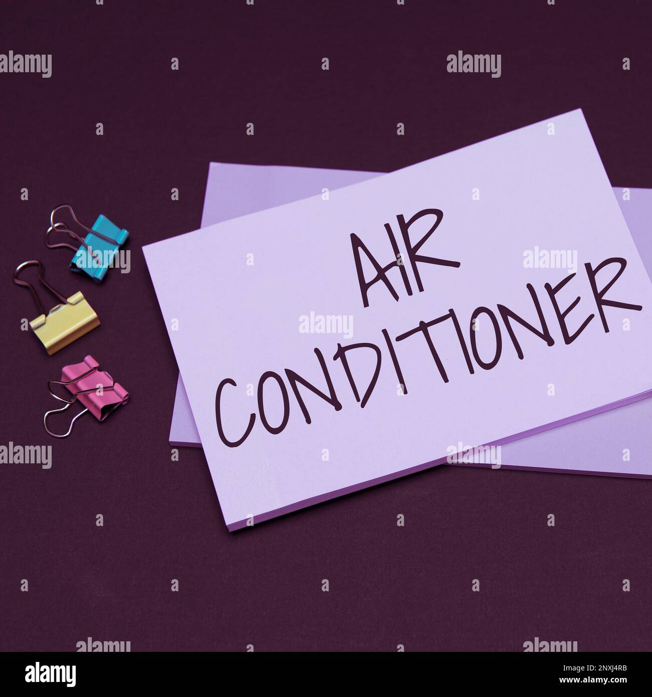 Text caption presenting Air Conditioner. Concept meaning apparatus for washing air and