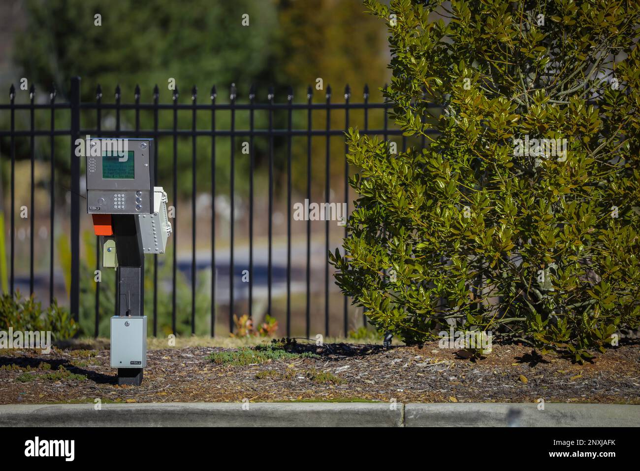 A keypad is used to secure the entrance to an apartment complex Stock ...