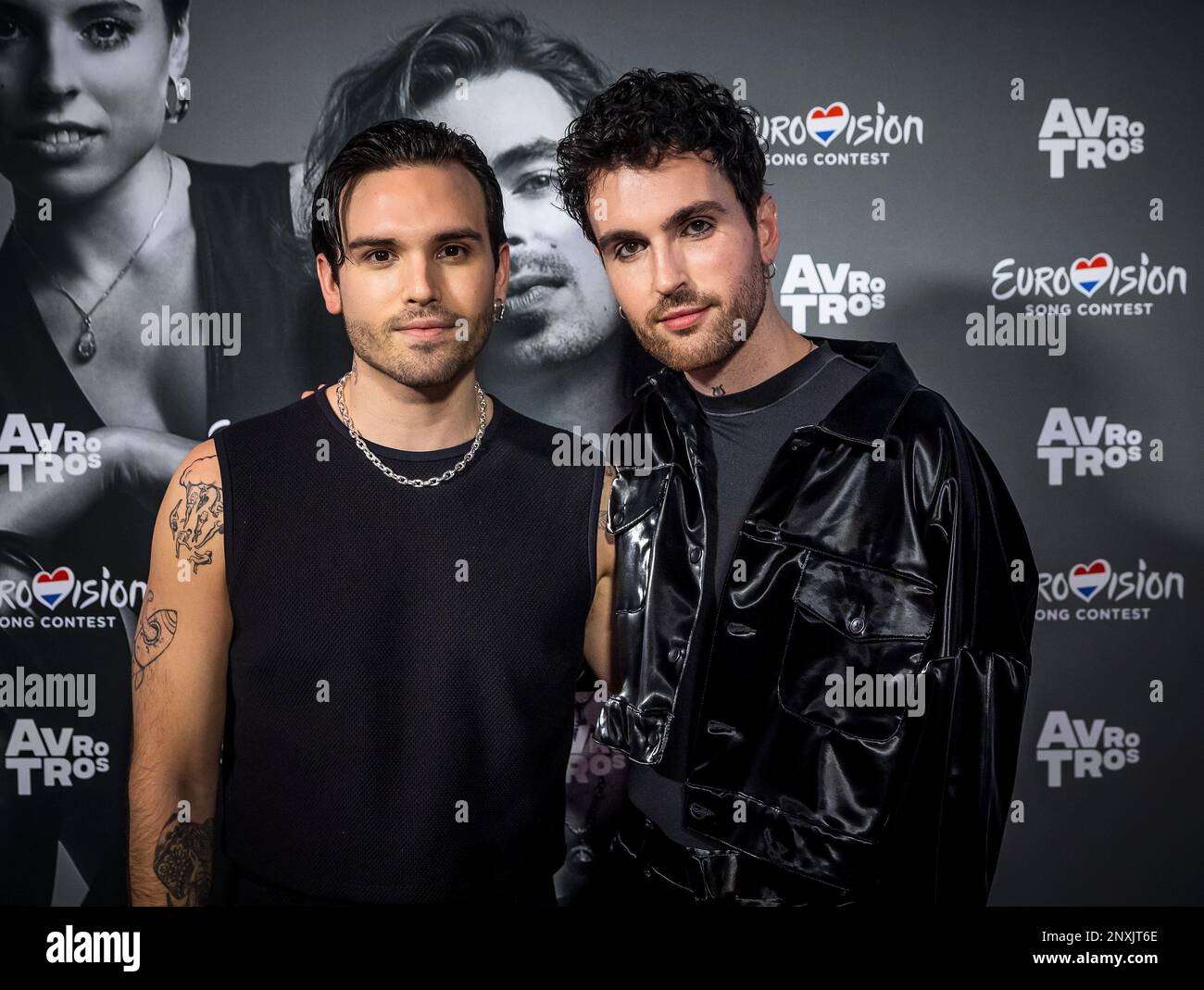 ROTTERDAM - Producers Duncan Laurence and his partner Jordan Garfield  during the presentation of the song by Eurovision duo Mia & Dion for the  Eurovision Song Contest in Liverpool. ANP REMKO DE