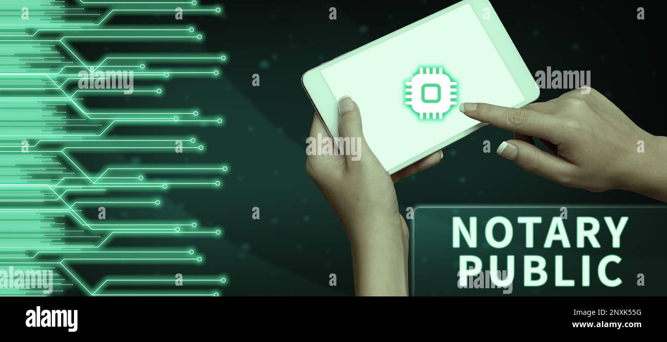 Sign displaying Notary Public. Concept meaning Legality Documentation