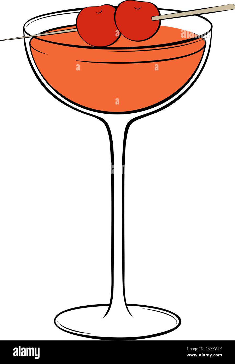 Classic Manhattan Cocktail with cherry garnish vector illustration Stock Vector