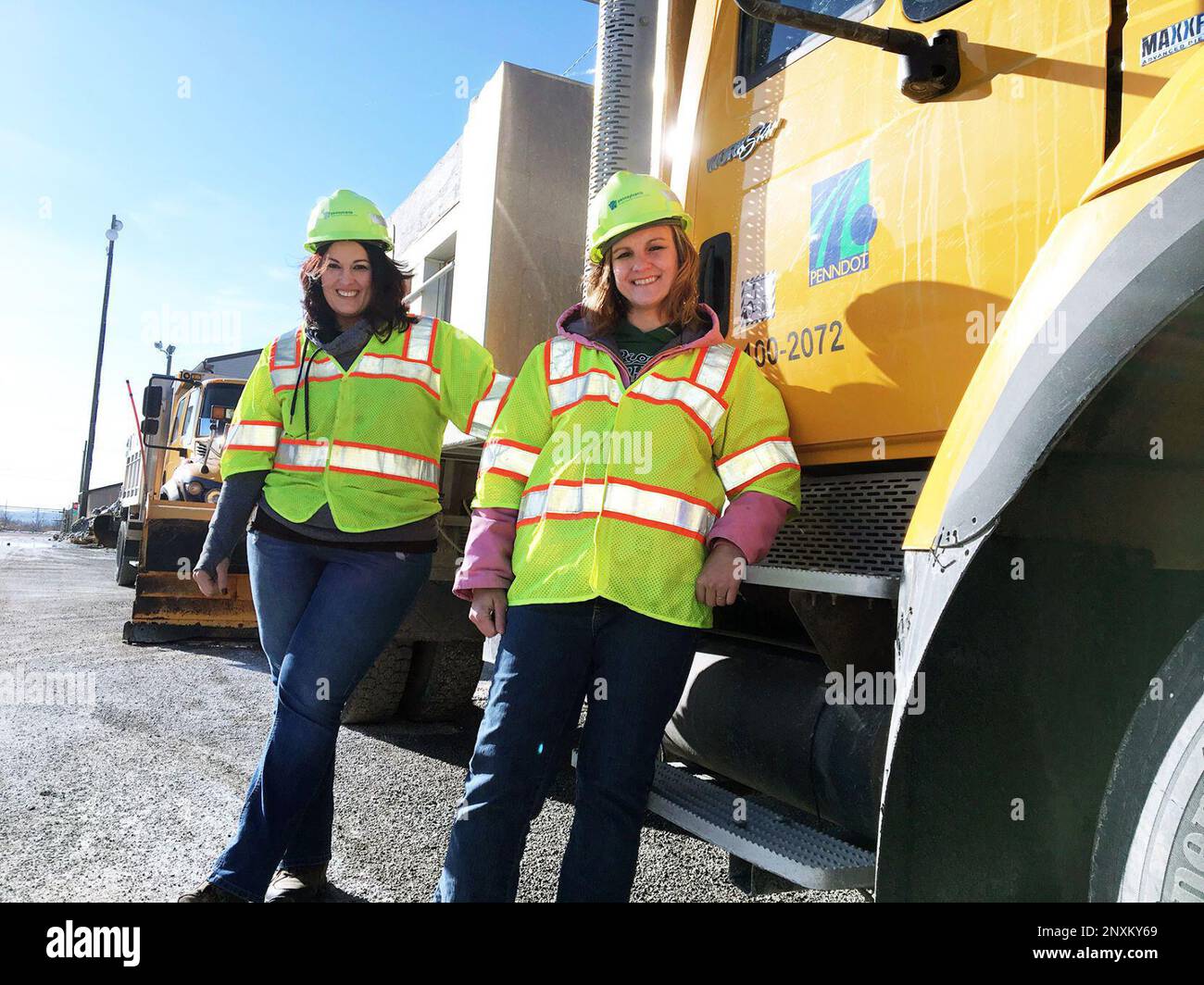 Krisa Walls, left, and Tish Libertino, right, both operate snow plow