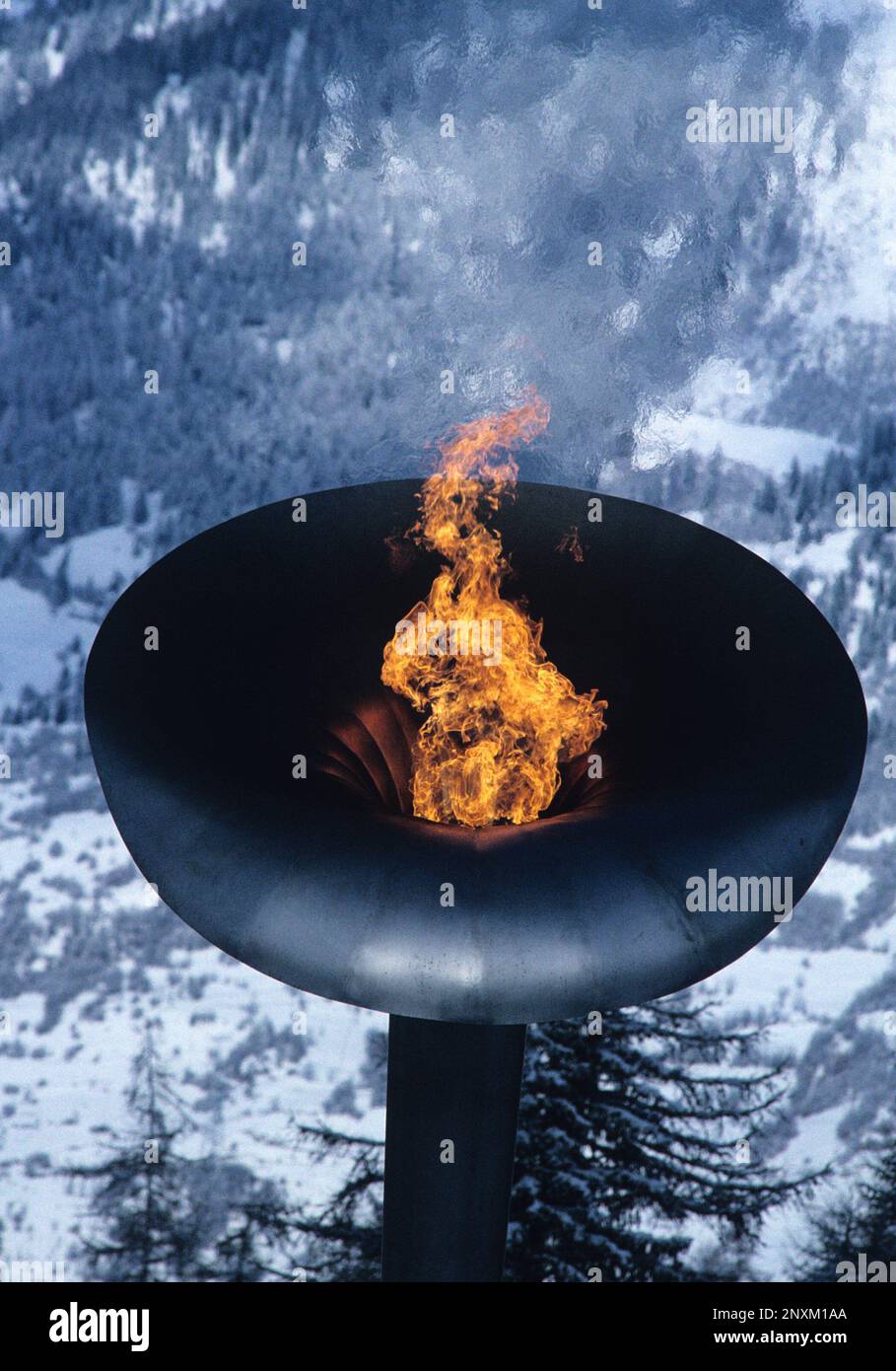 The Olympic Torch At The 1992 Winter Olympics In Albertville France the-olympic-torch-at-the-1992-winter-olympics-in-albertville-france