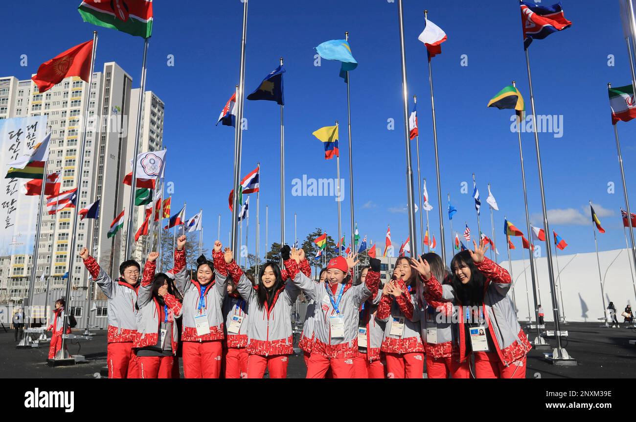 volunteers-celebrate-during-an-opening-ceremony-of-olympic-village-for