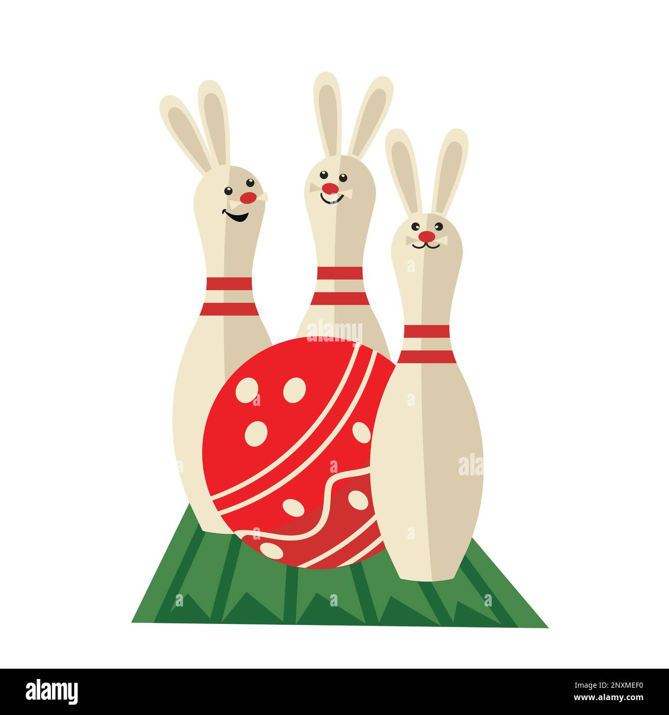Cute Easter Bunny Bowling pins isolated vector Stock Vector Image & Art