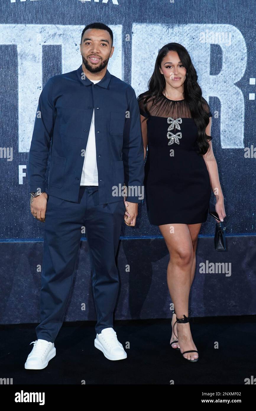 Troy Deeney and Alisha Hosannah arriving at the World premiere of Luther: The Fallen Sun at the BFI IMAX in London. Picture date: Wednesday March 1, 2023. Stock Photo