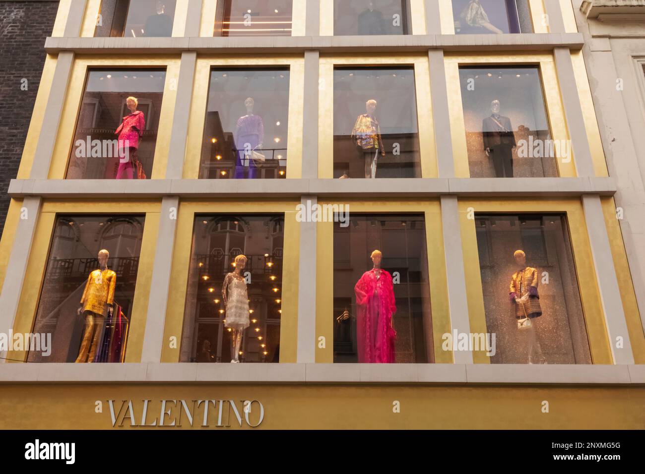 England, London, Piccadilly, New Bond Street, Exterior Façade View of Valentino Store Stock Photo