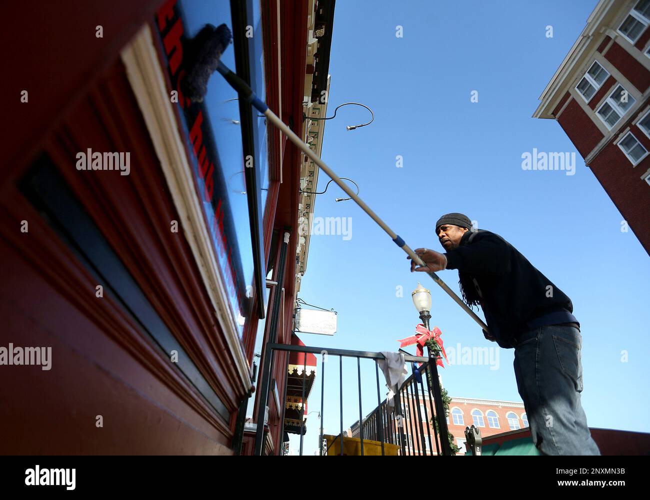 In this Thursday, Jan. 25, 2018, photo, Adam McCullough takes advantage