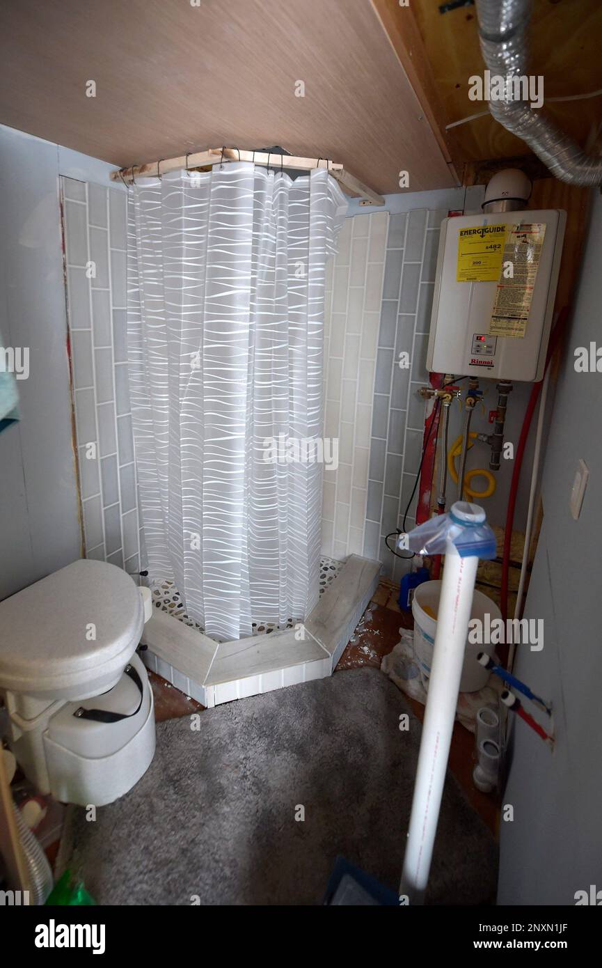 A bathroom is under construction Tuesday, Jan. 16, 2018, in one of the