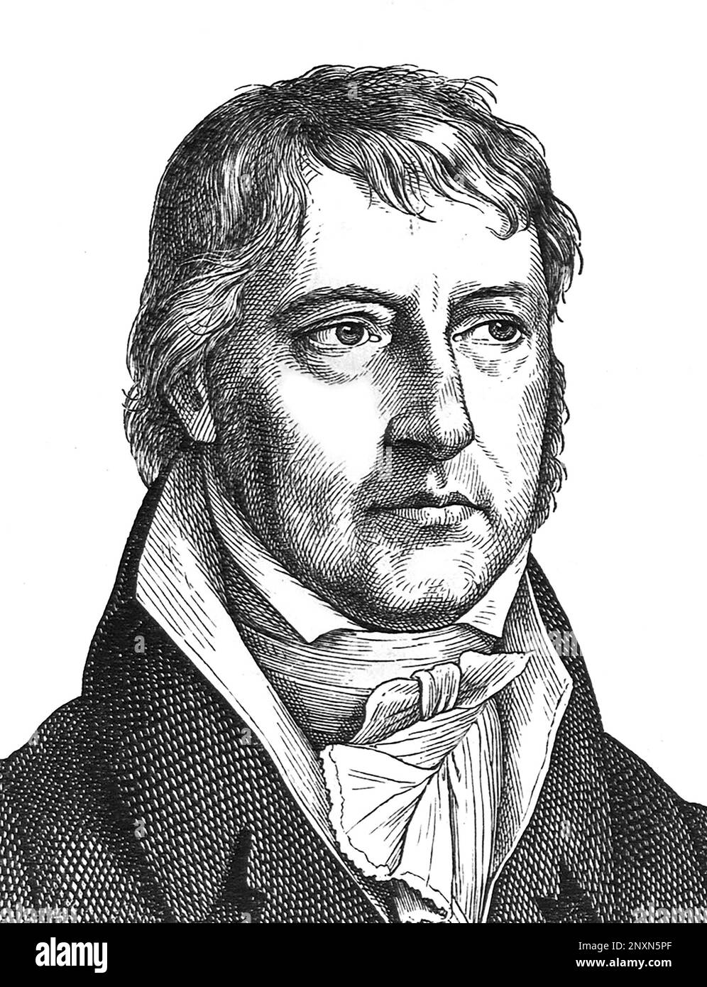 Georg Wilhelm Friedrich Hegel (1770-1831), major German philosopher. Engraving by Hugo B√ºrckner (1818-1897). Stock Photo