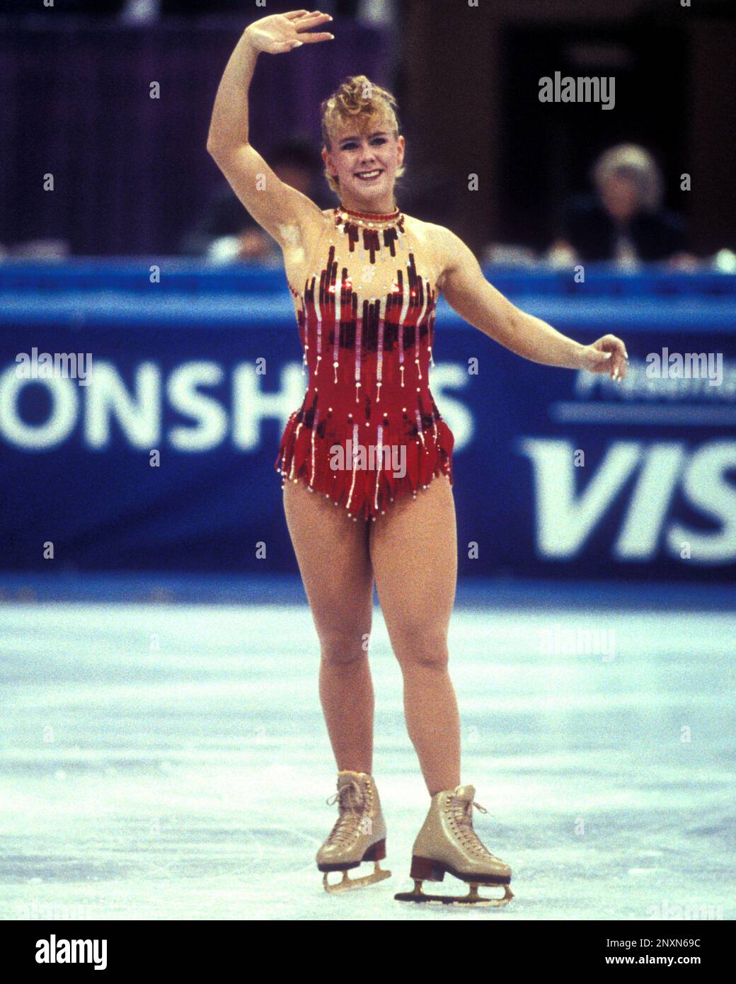 Tonya Harding skates at the United States Figure Skating Championships, January 1993 at America West Arena, Phoenix