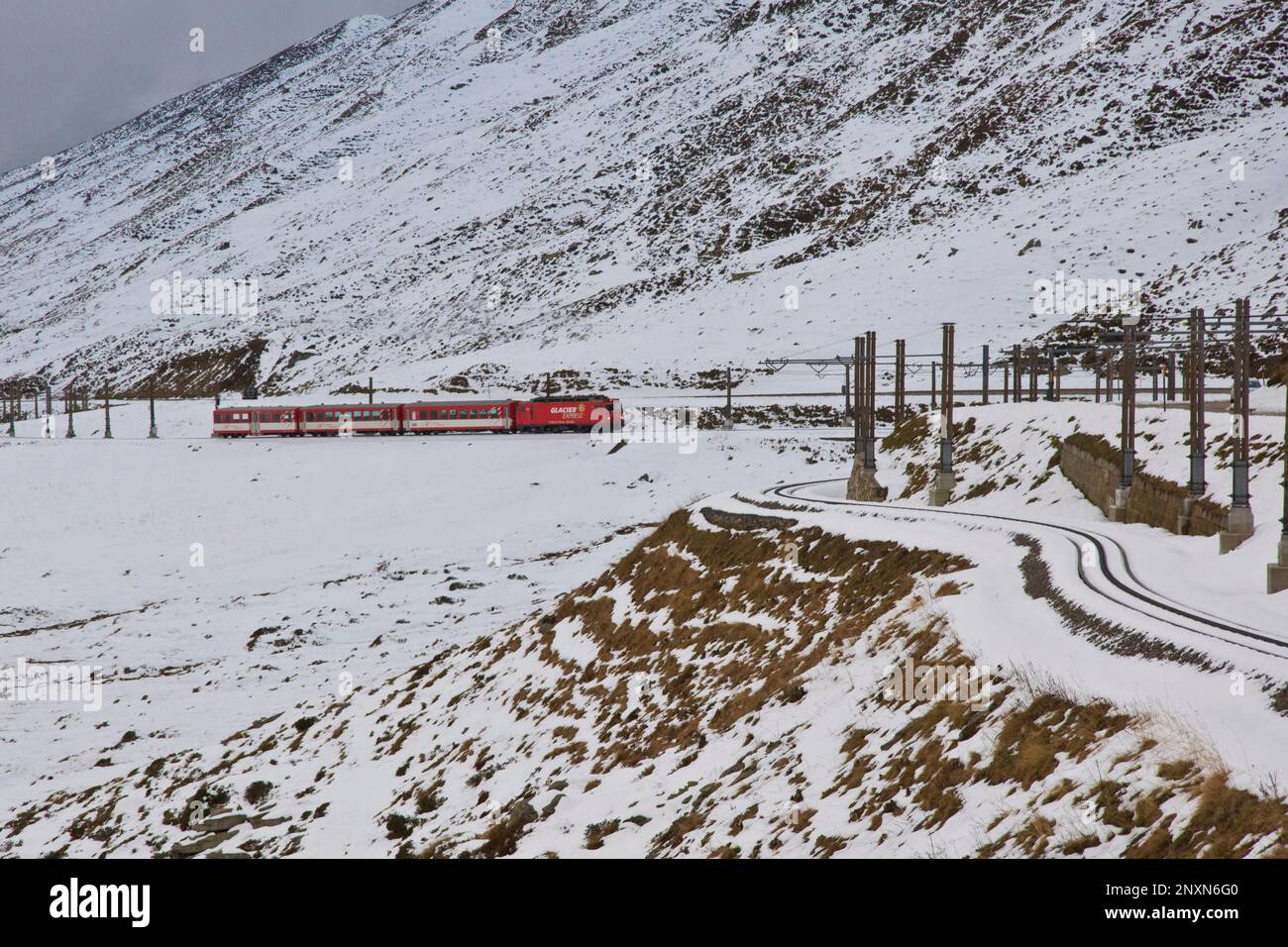 Switzerland, Canton Uri, Oberalppass, Glacier express train Stock Photo -  Alamy