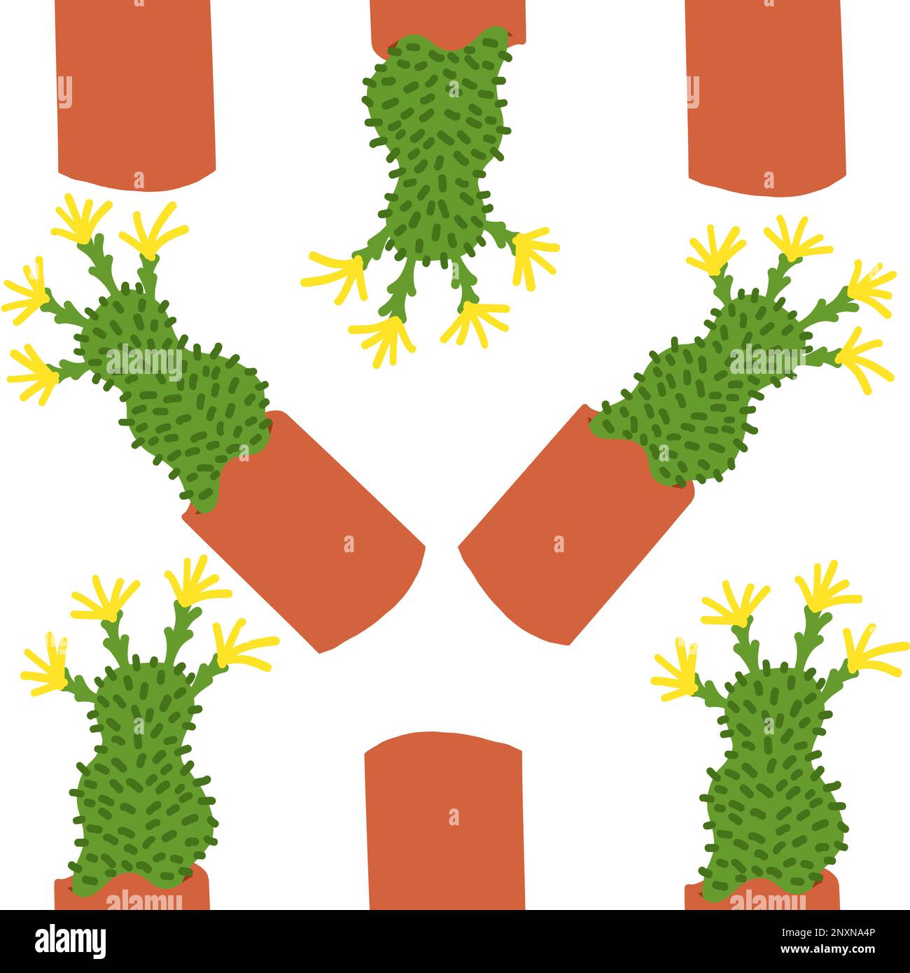Cacti pattern. Vector illustration in cartoon flat style isolated on ...