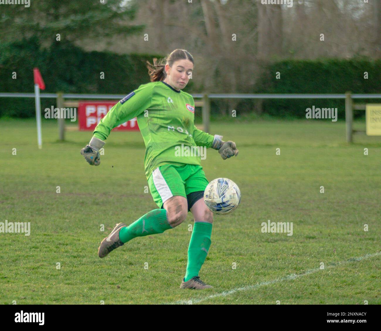 Wem, United Kingdom, 26th. February, 2023 Goalkeeper Fleur Johnson