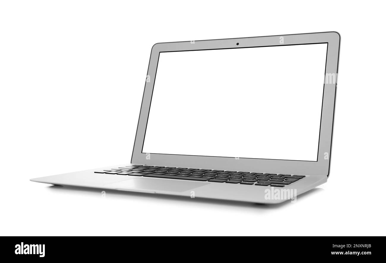 Modern laptop isolated on white background Stock Photo - Alamy