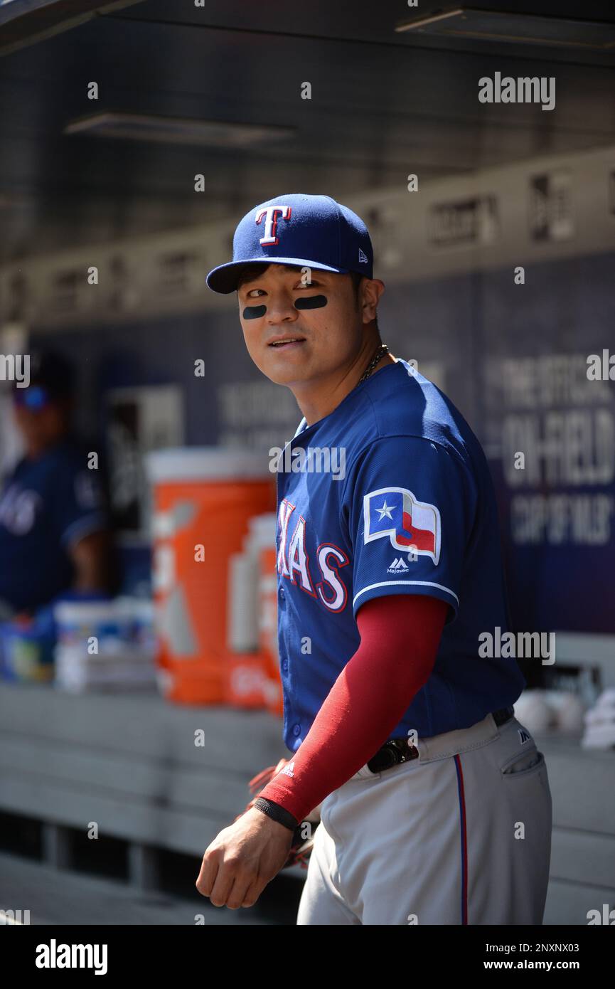 Texas Rangers outfielder Shin-Soo Choo (17) during game against the New  York Mets at Citi Field in Queens, New York, August 9, 2017. Rangers  defeated Mets 5-1. (Tomasso DeRosa via AP Stock Photo - Alamy