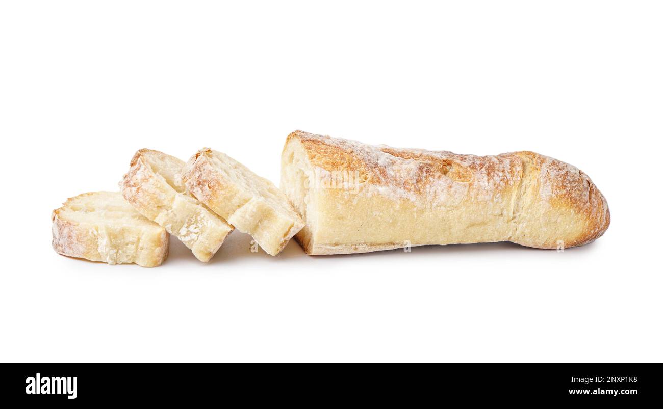 Fresh sliced baguette isolated on white background Stock Photo - Alamy