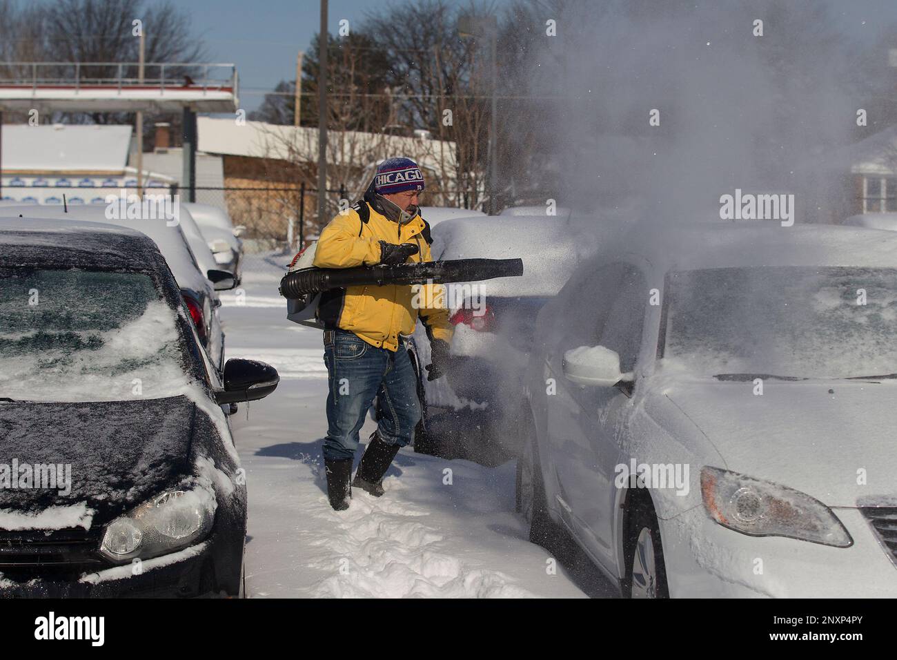 Ken Harris, a salesman at Allen Auto Sales in Paducah, Ky., uses a