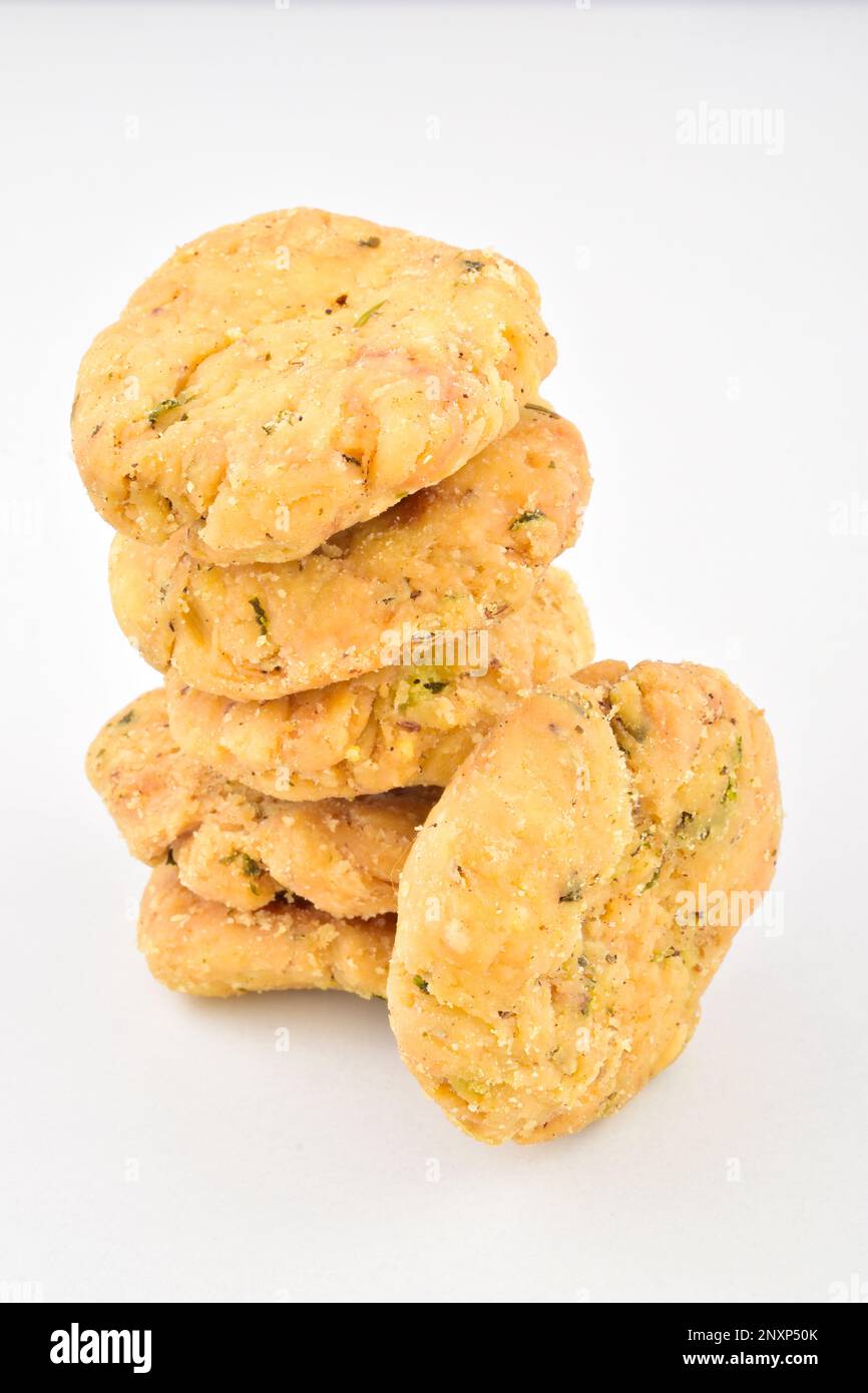 Methi mathri isolated on white background Stock Photo
