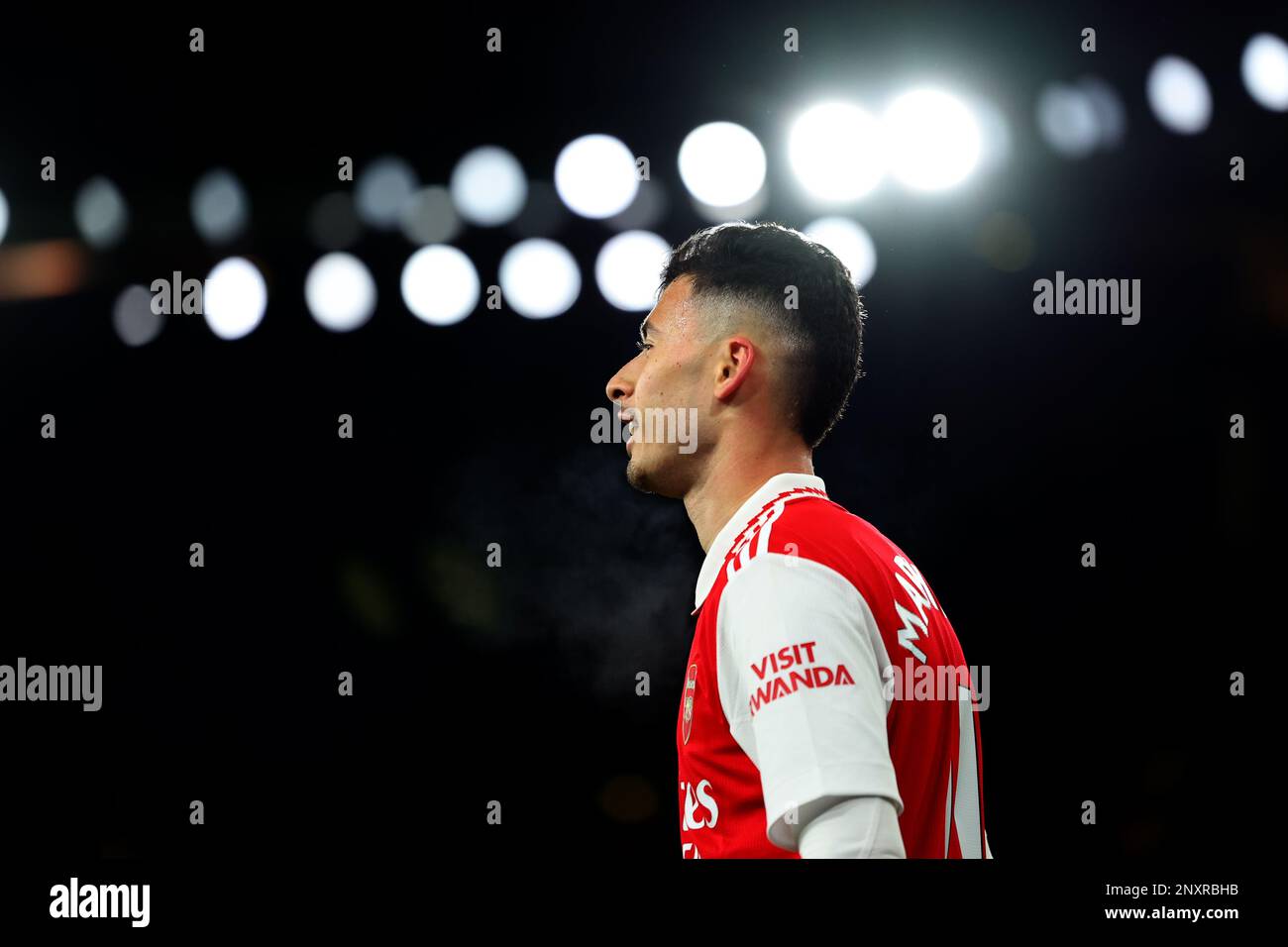 Emirates Stadium, London, UK. 1st Mar, 2023. Premier League Football,  Arsenal versus Everton; Gabriel of Arsenal