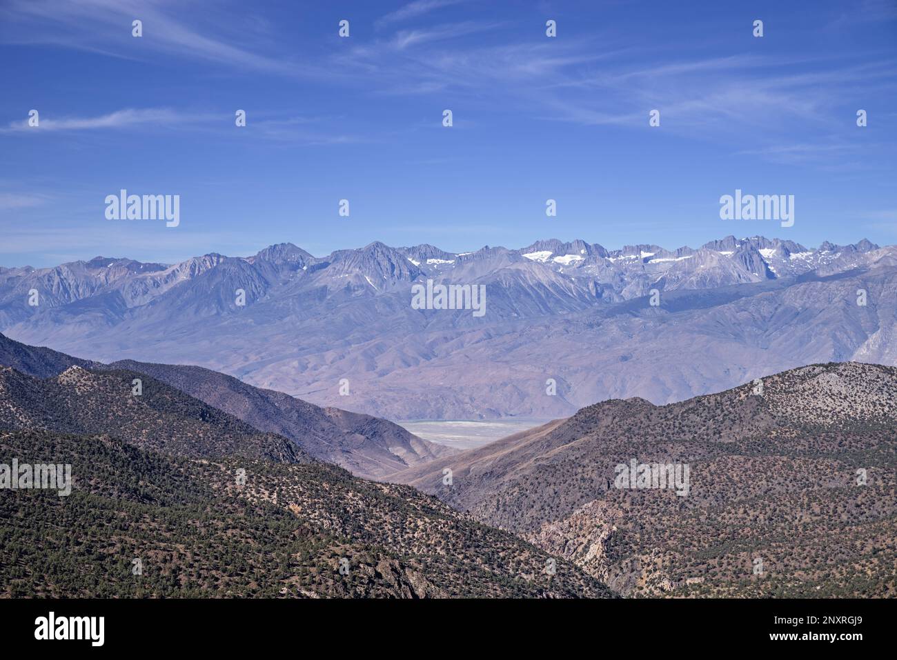 Sierra Nevada Mountains from the White Mountains in Iyo County California Stock Photo