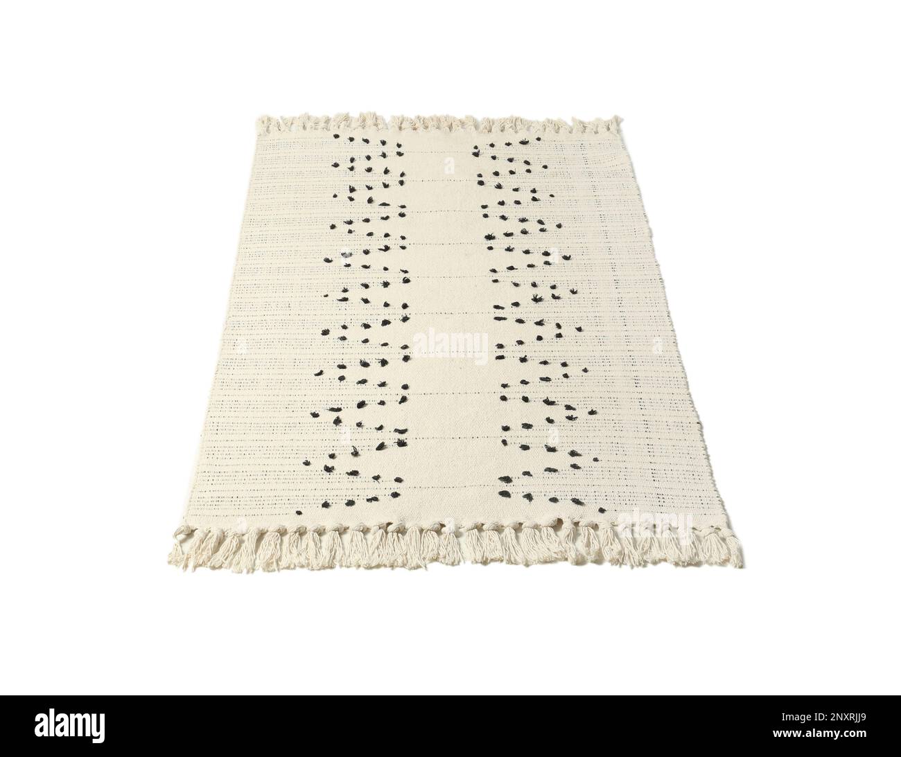 Light rug with tassels isolated on white Stock Photo Alamy