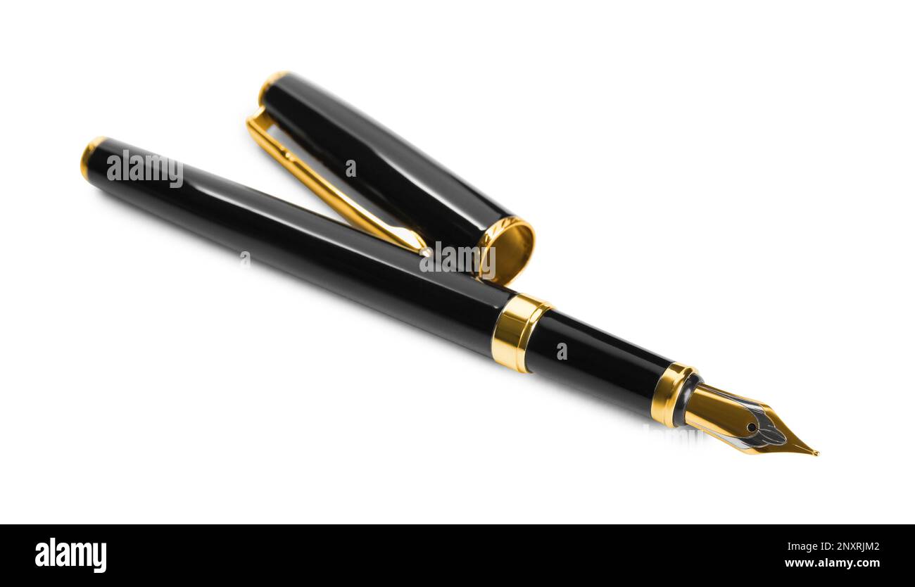 Beautiful fountain pen with ornate nib isolated on white Stock Photo