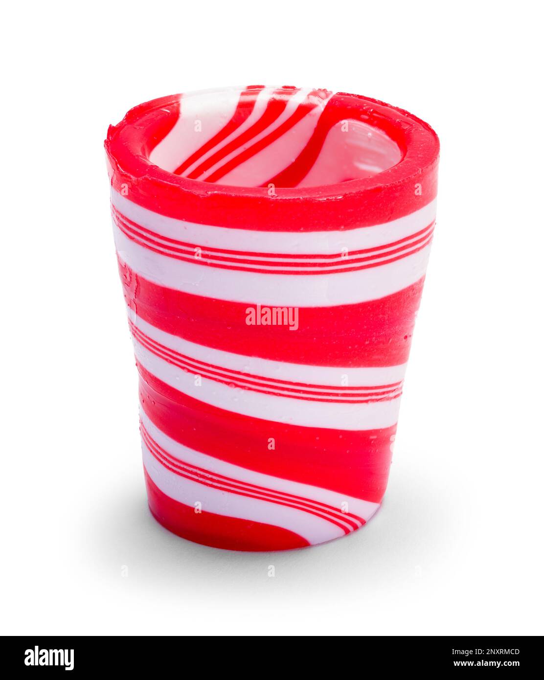 Peppermint Candy Cane Cup Cut Out on White. Stock Photo