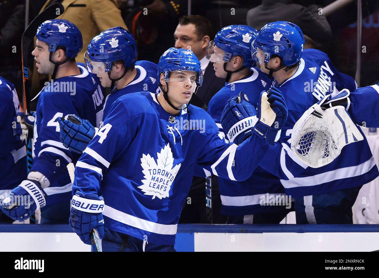 Toronto Maple Leafs center Auston Matthews (34) celebrates his goal