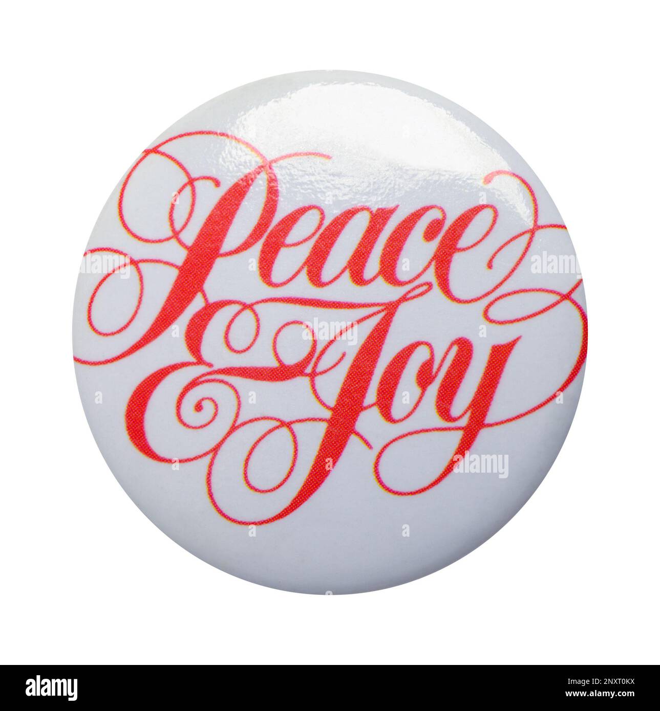 Peace And Joy Button Cut Out on White. Stock Photo