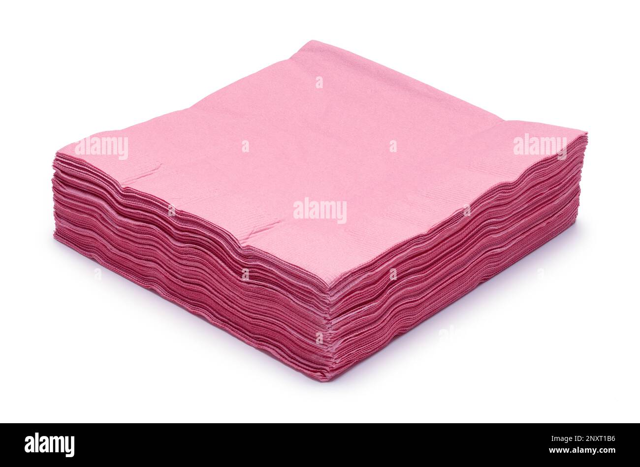 Pile of Pink Napkins Cut Out on White. Stock Photo