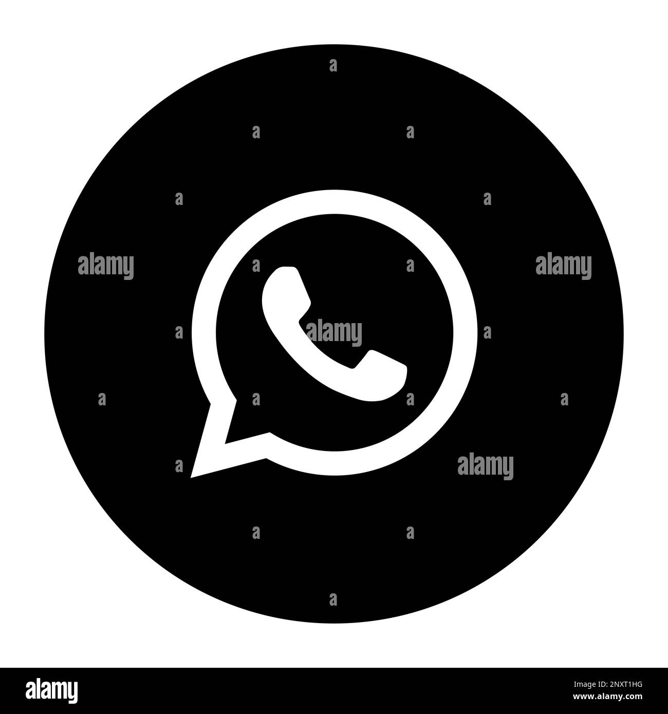 WattsApp instant messaging app icon. Black silhouete circle shape ...