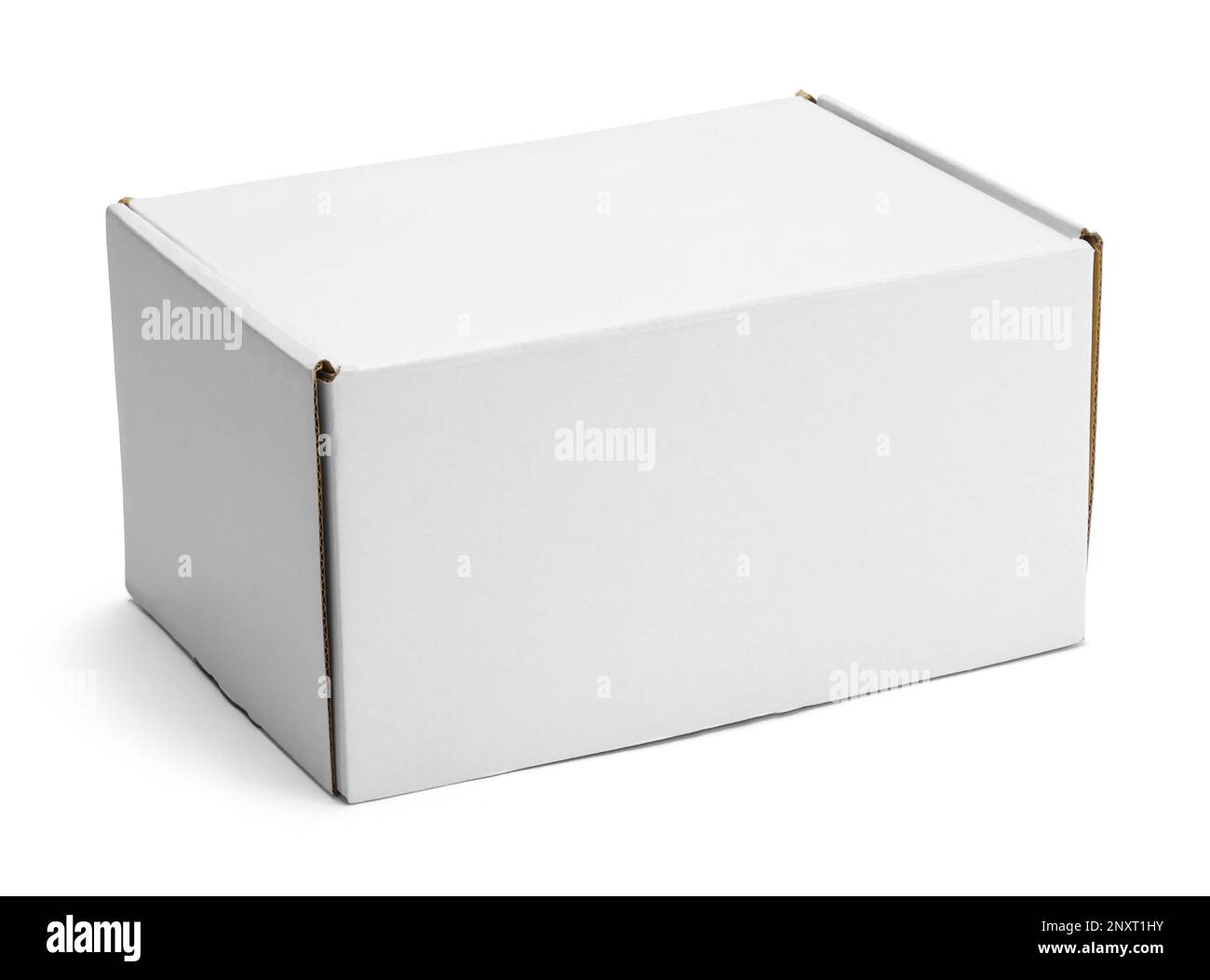 Small Rectangle Box Cut Out On White. Stock Photo