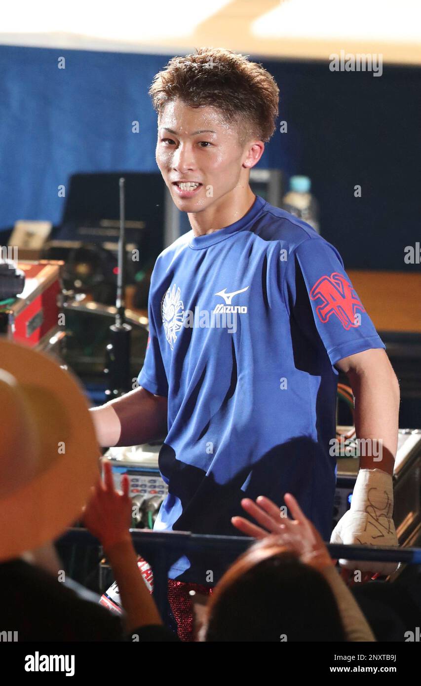 Japan's Naoya Inoue smiles after beating French Yoan Boyeaux in the WBO
