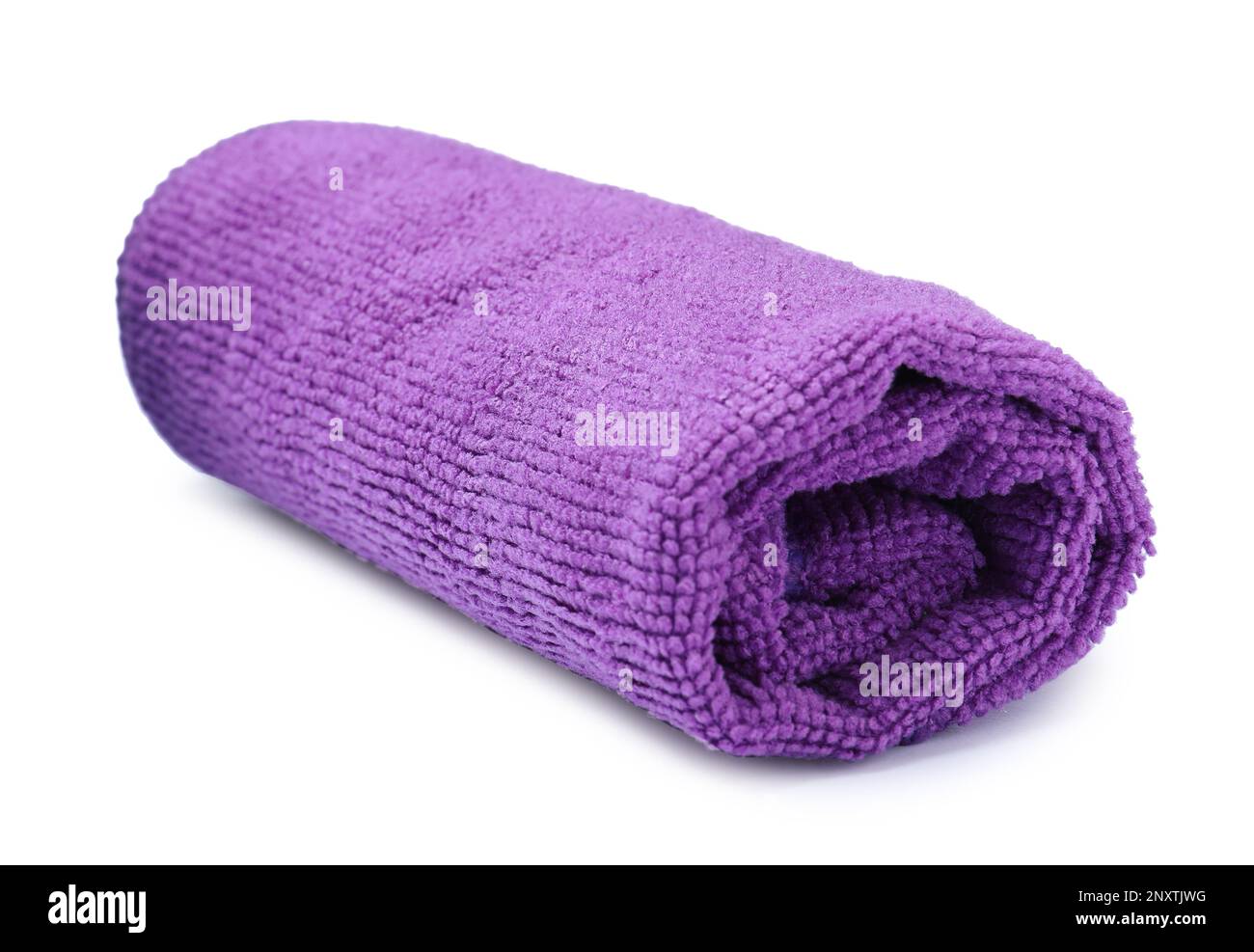 Clean purple microfiber cloth isolated on white Stock Photo