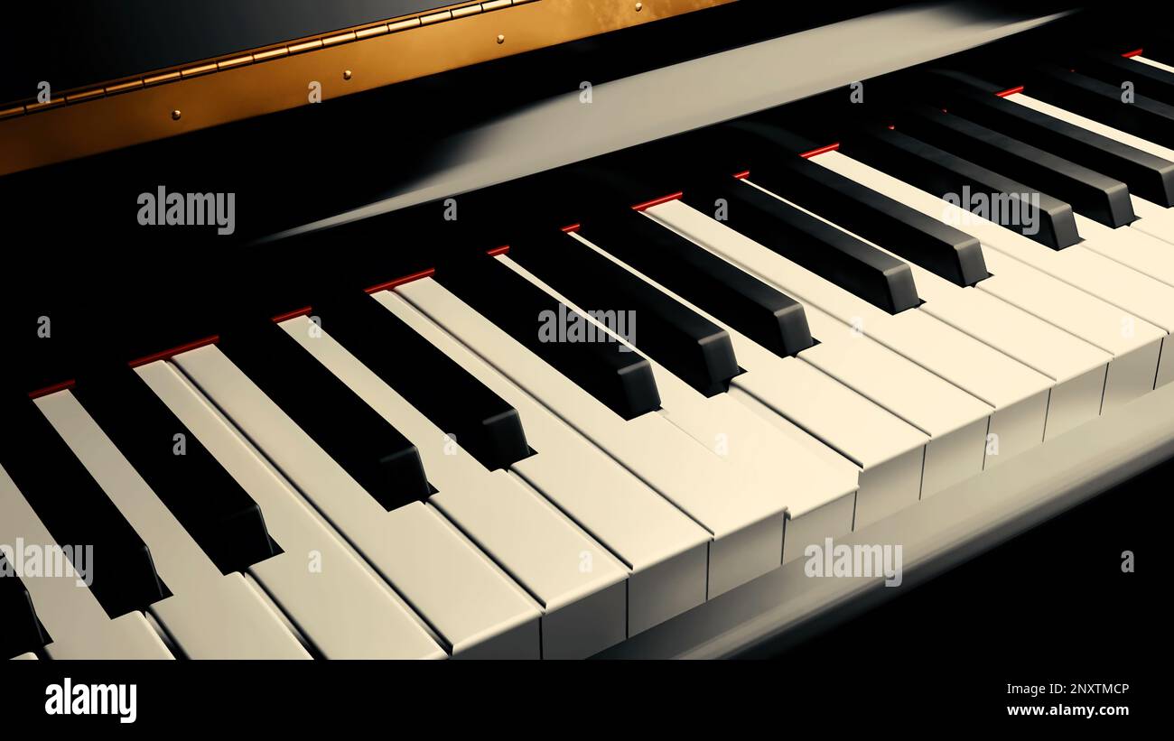 3D animation of piano playing. Design. Piano keys play themselves. Ghostly  playing on keys of realistic piano. Music and instruments Stock Photo -  Alamy