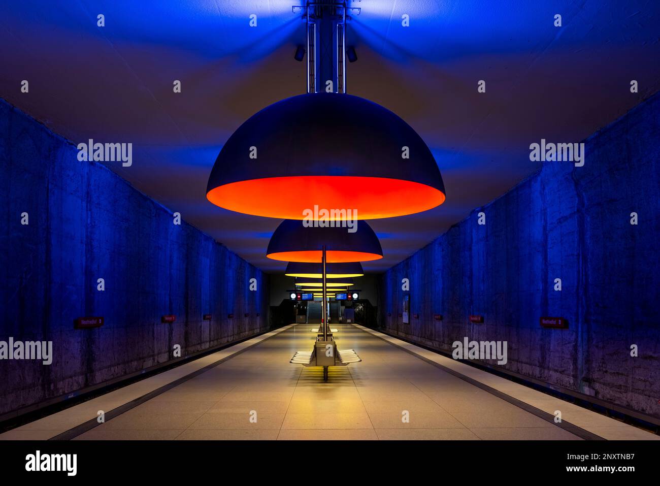 Westfriedhof is an U-Bahn station in Munich on the U1 line of the Munich U-Bahn system Stock Photo