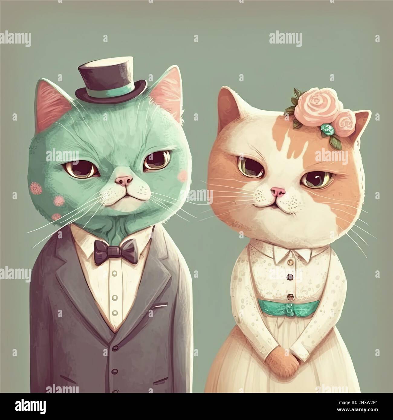 Cat bride and groom. Lovely wedding couple. Two cute animals Just ...