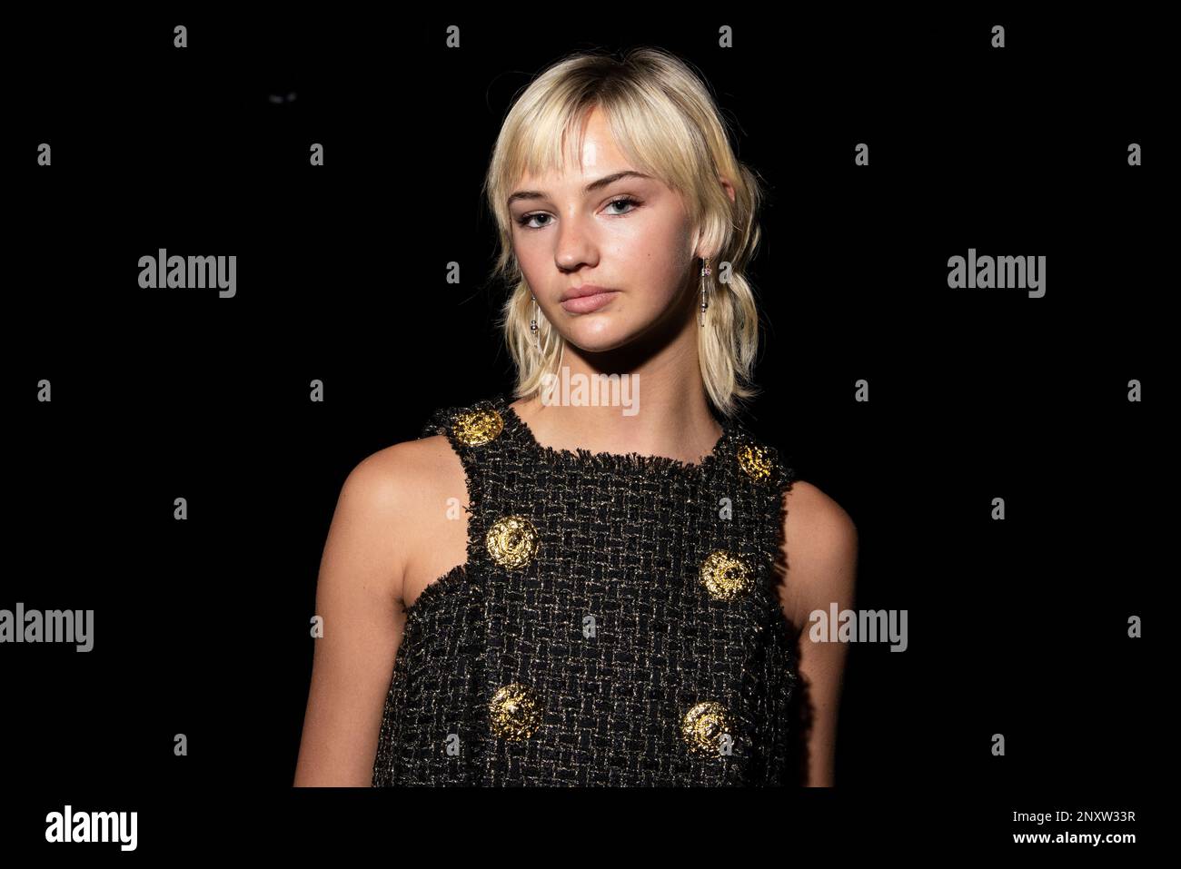 Mia Regan attends the Balmain Fall/Winter 2023-2024 ready-to-wear